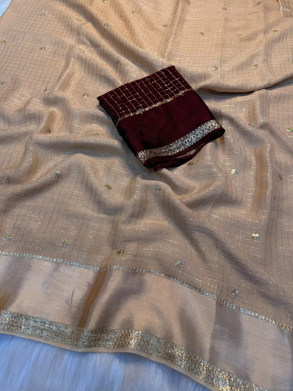 Viscose georgette sequence buties saree