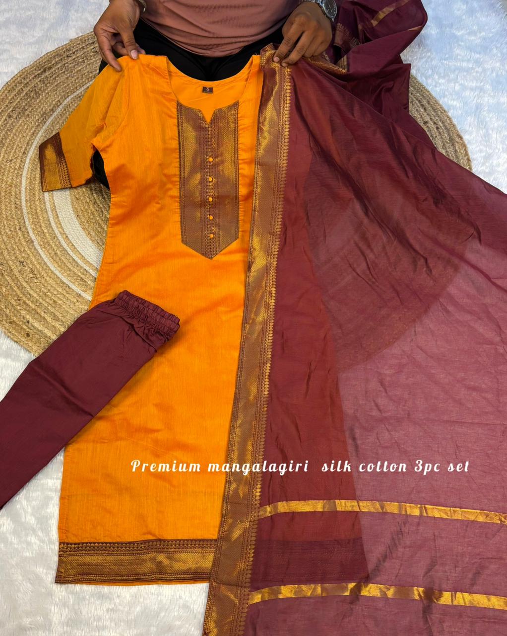 Mangalagiri silk cotton kurti set ✨