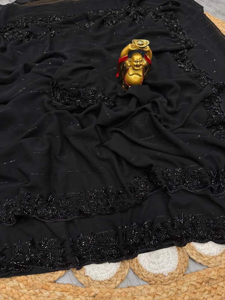 party wear cutdana work saree