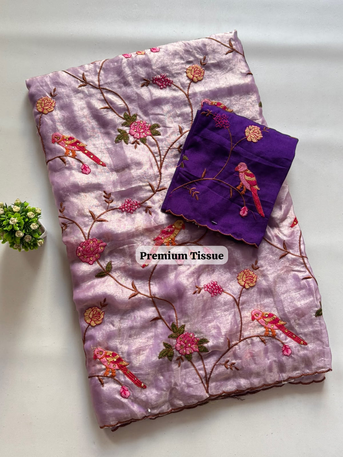 Tissue sartin designer saree ✨