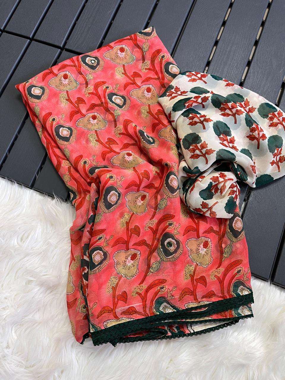 Soft floral 🌺 georgette saree ✨