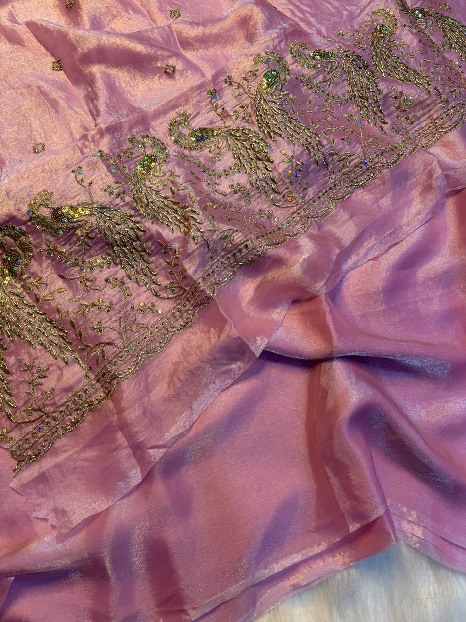 Peacock Two tone heavy space silk sarees