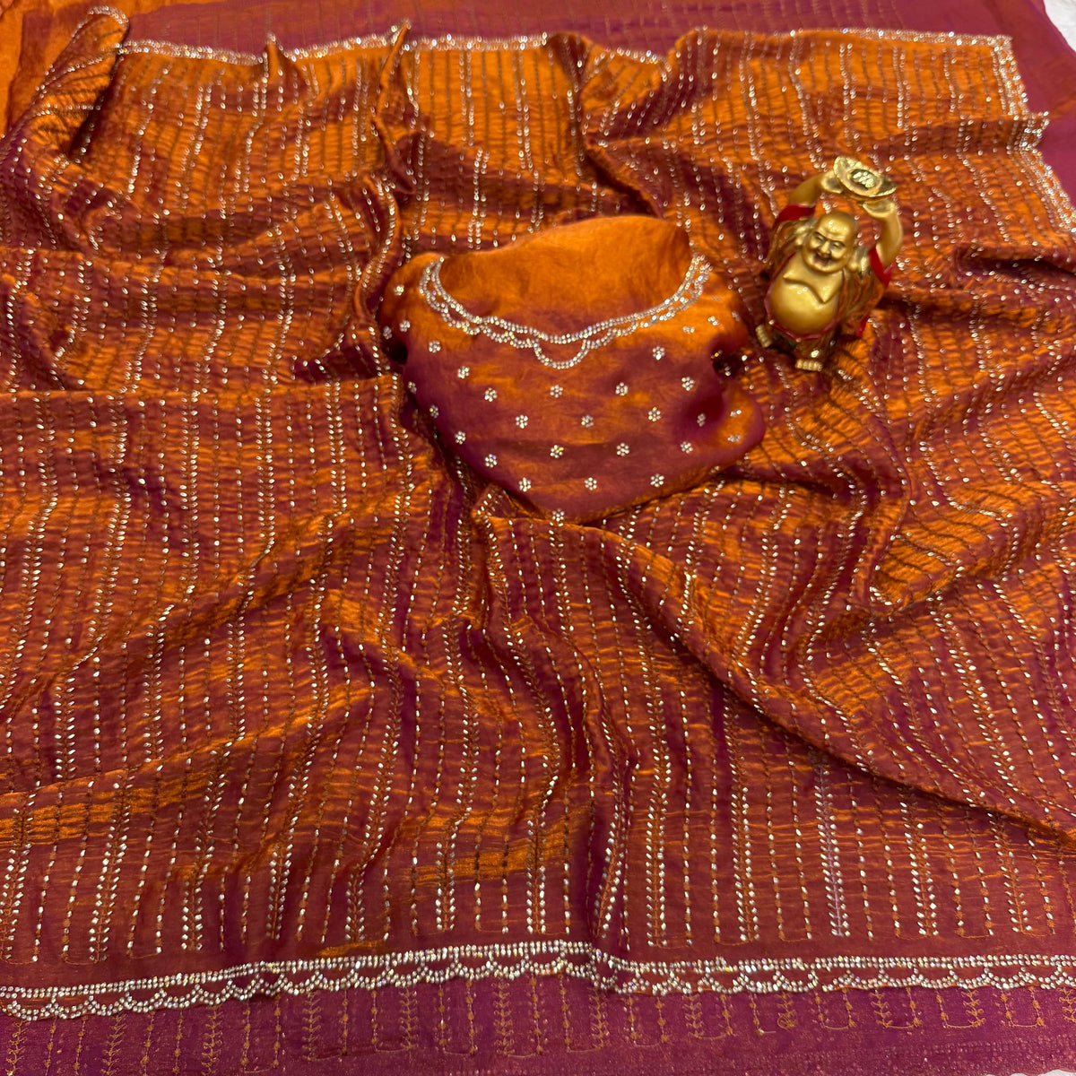 Space silk beeds work with zarkhana saree ✨