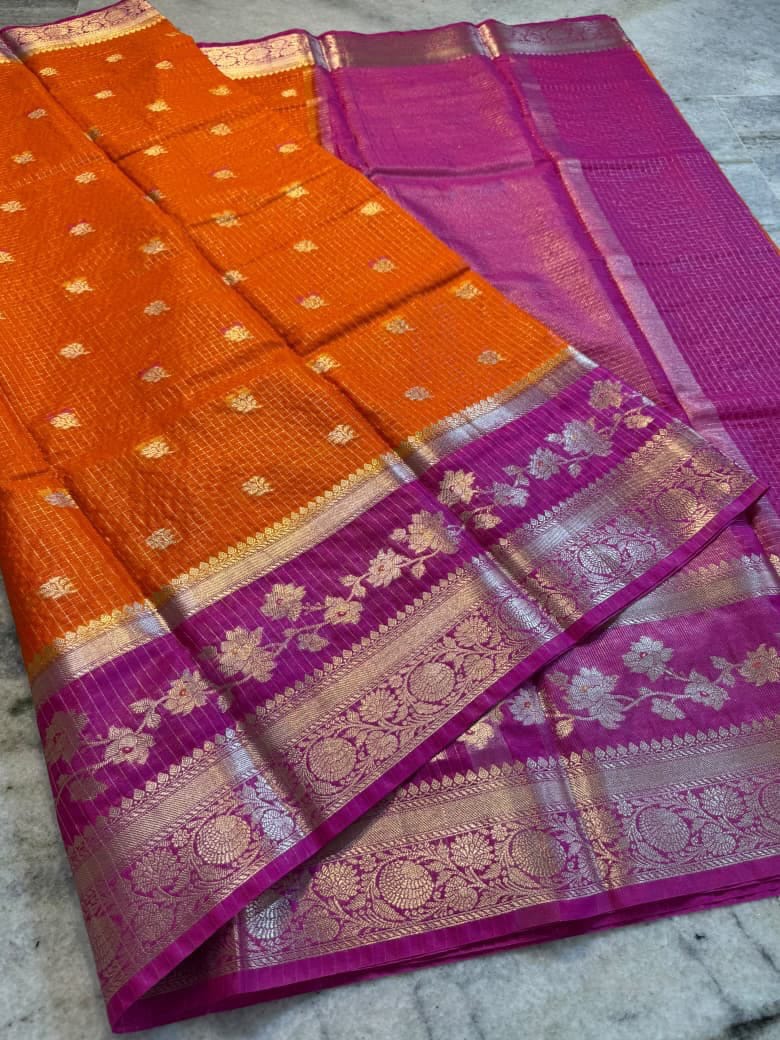 Banarasi Beautiful Check Warm Silk Soft Saree