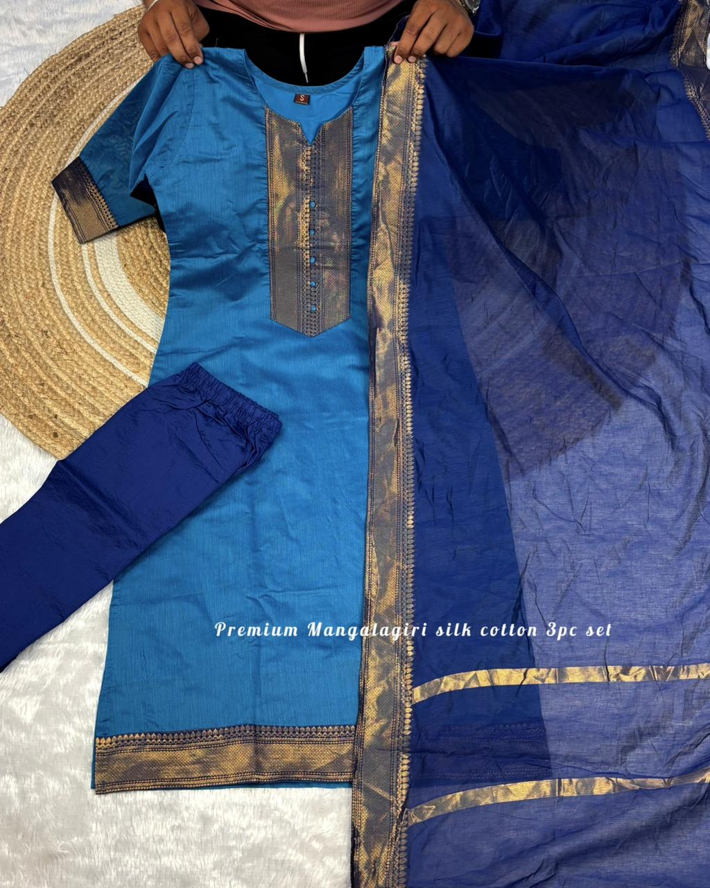 Mangalagiri silk cotton kurti set ✨