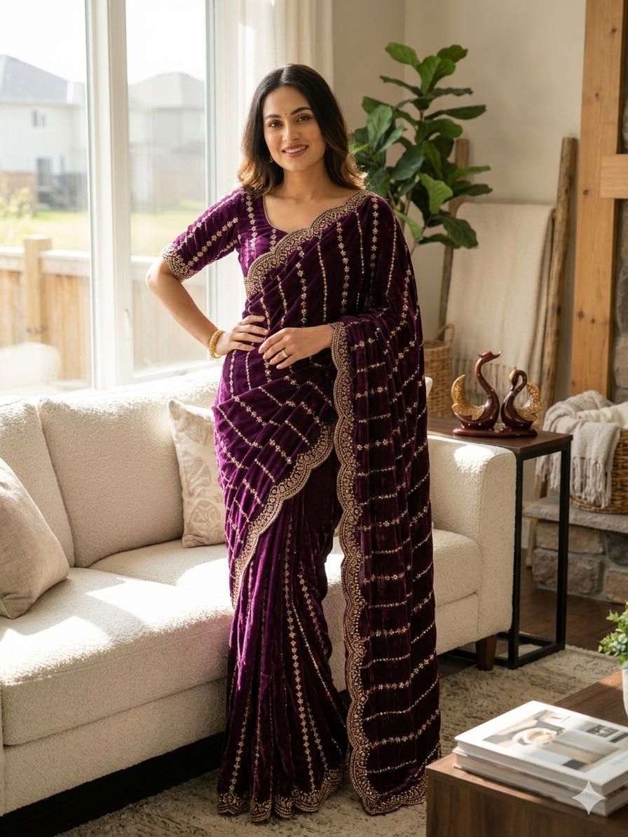 Viral gold Beads work saree