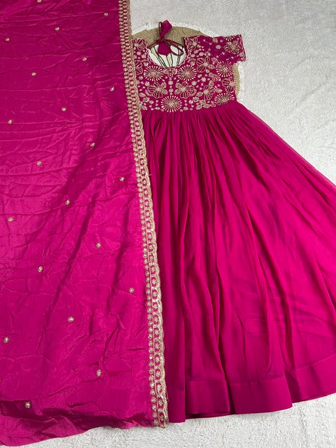 Heavy Maggam Work Gown with dupatta