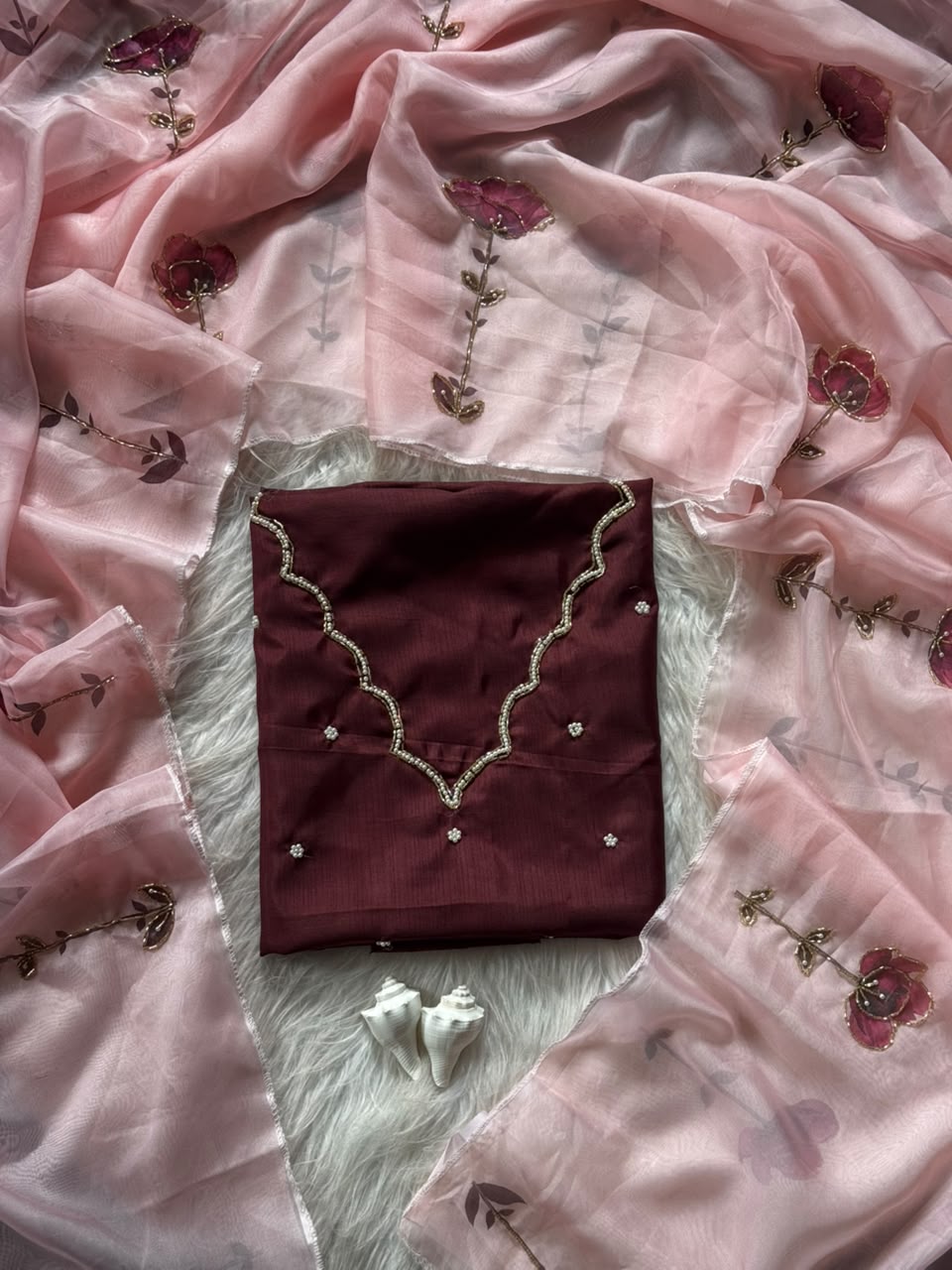 Soft Tabi flower print organza Saree ✨