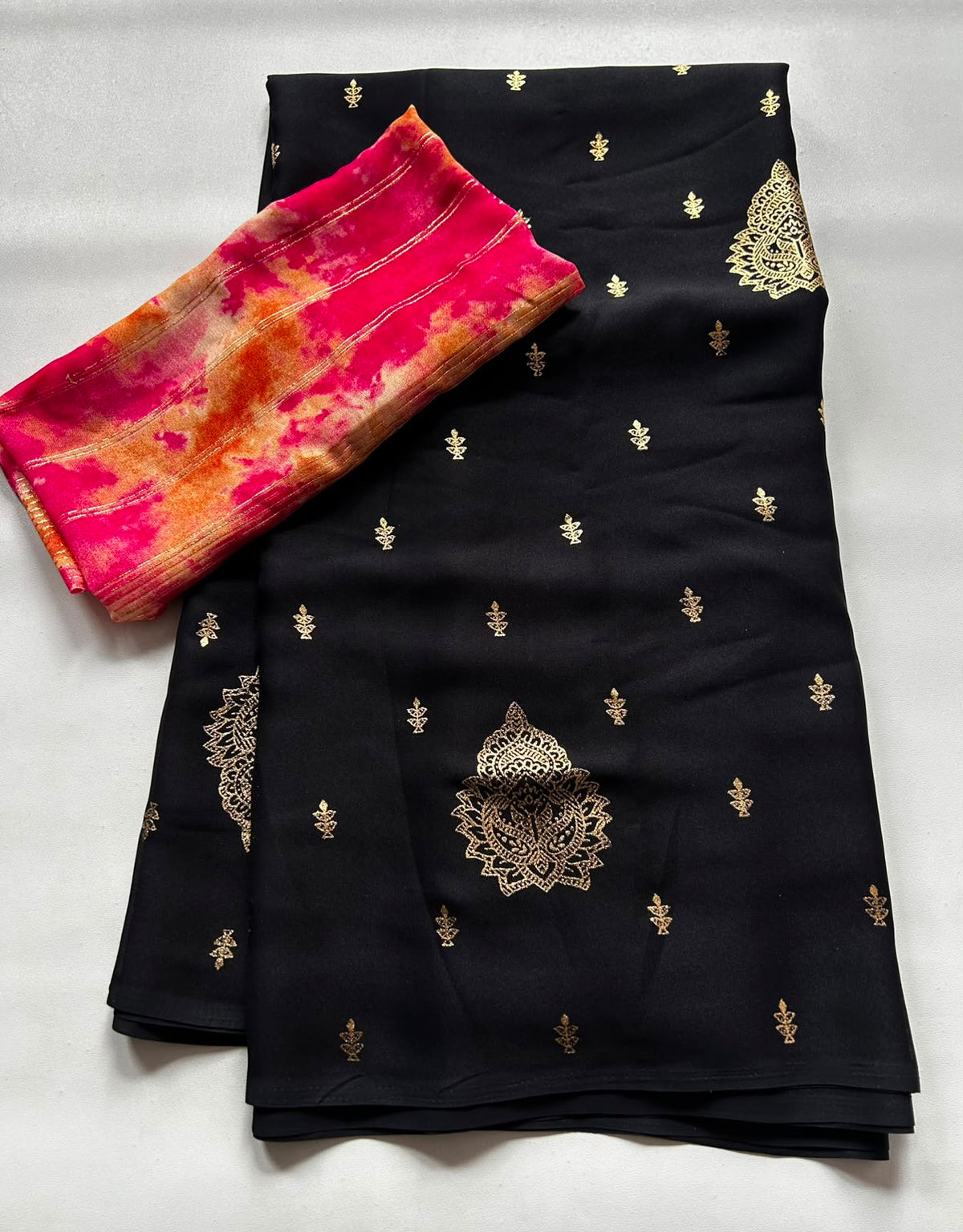 Moss shiffon foil print saree ✨