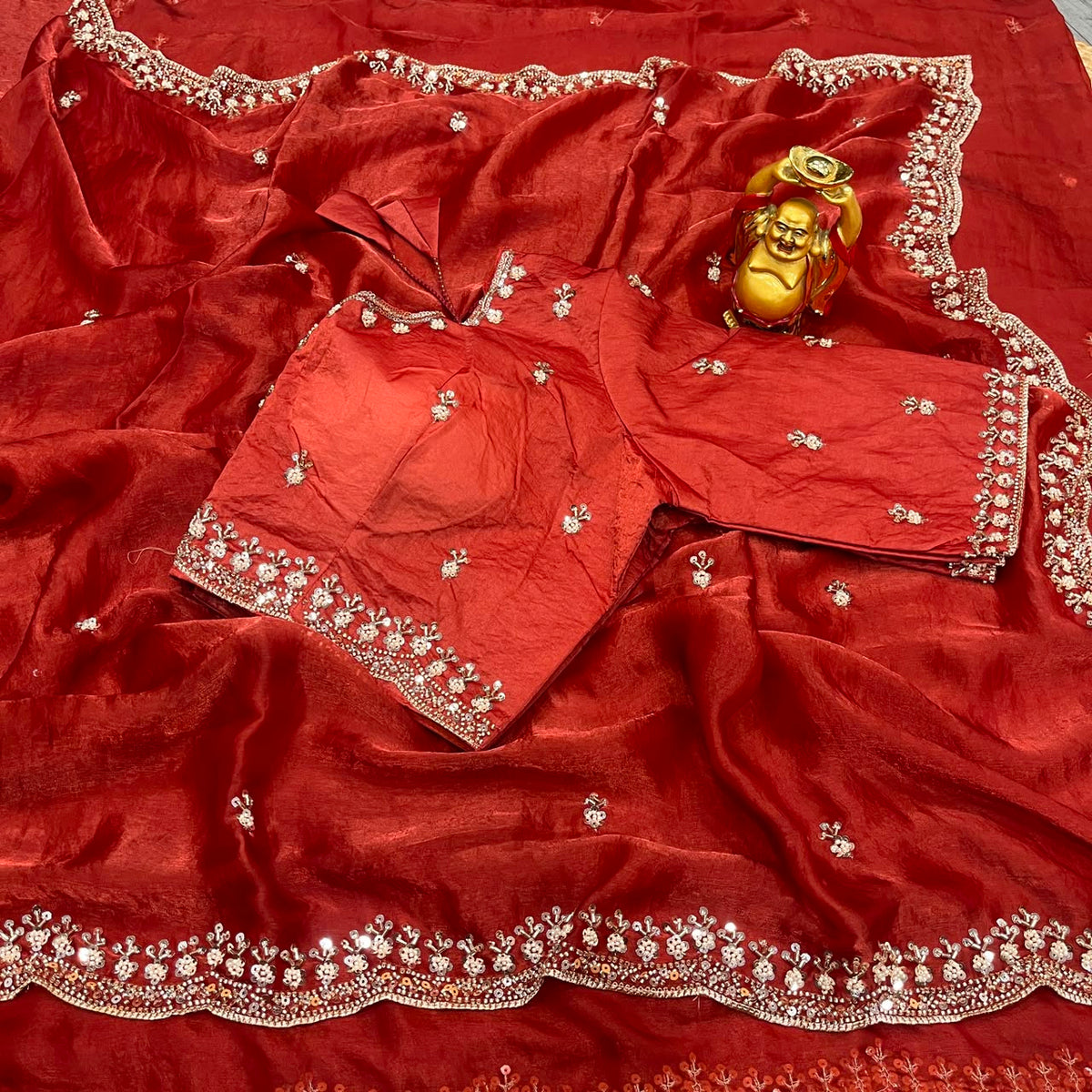 Grand party wear saree ✨ with stritched blouse