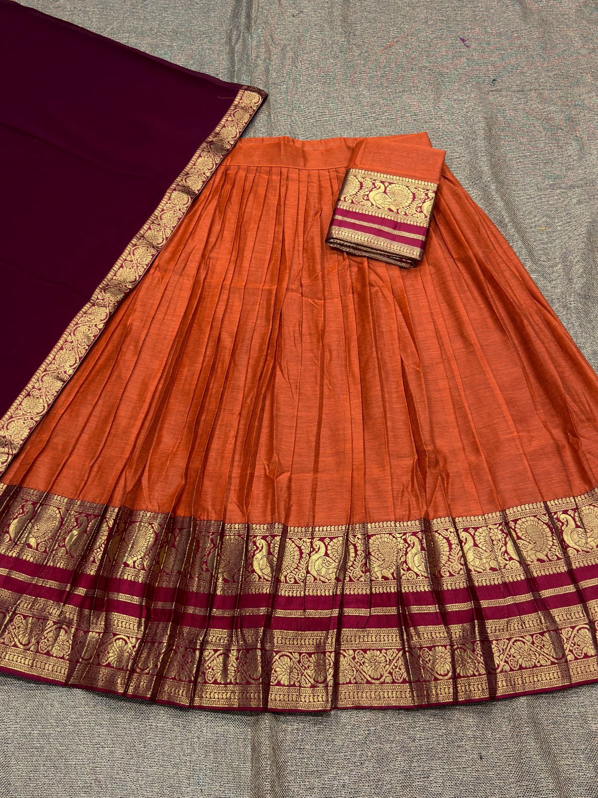 Vintage look kanjivaram silk lehengas
