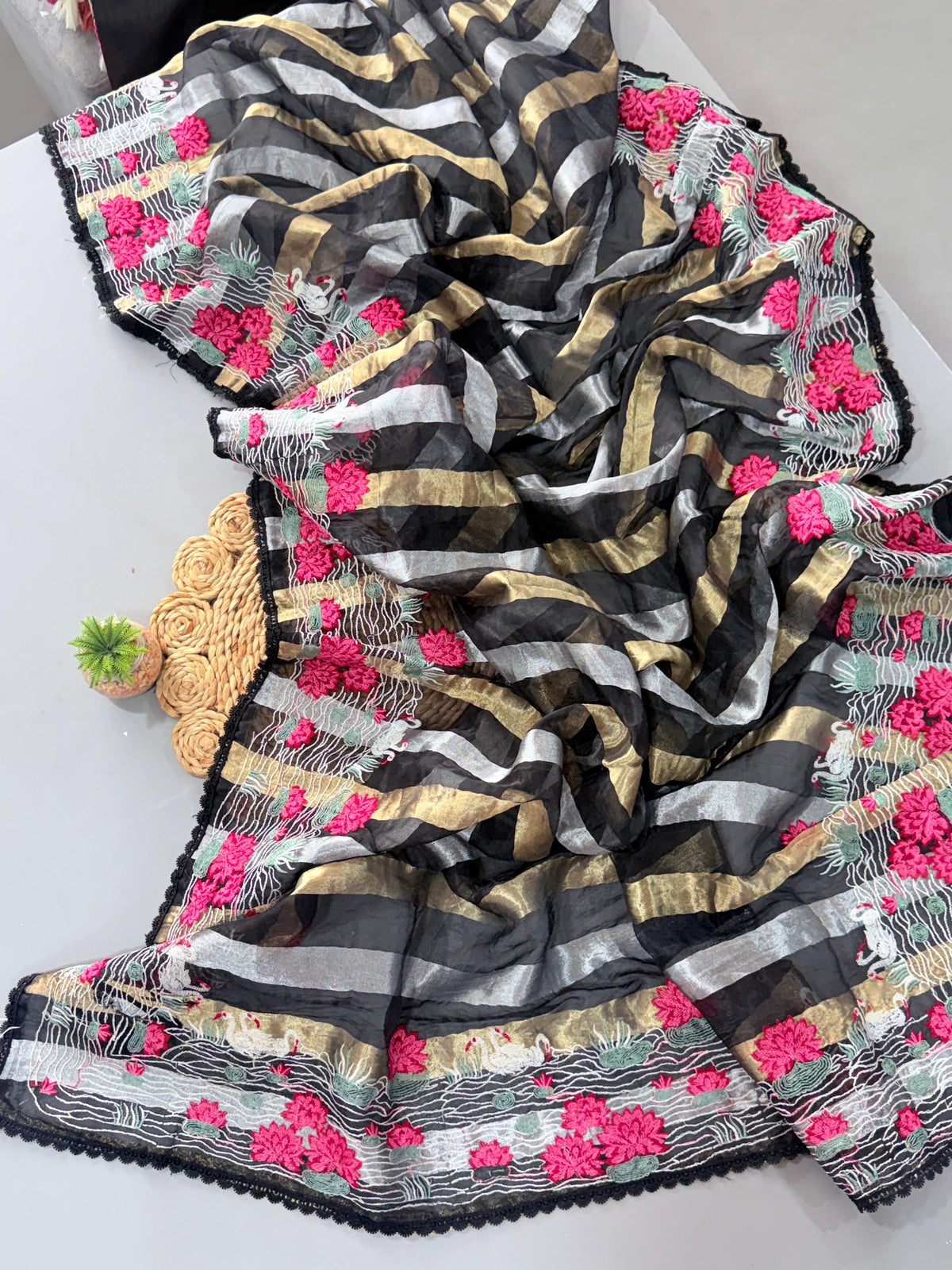 Soft organza tissue designer saree