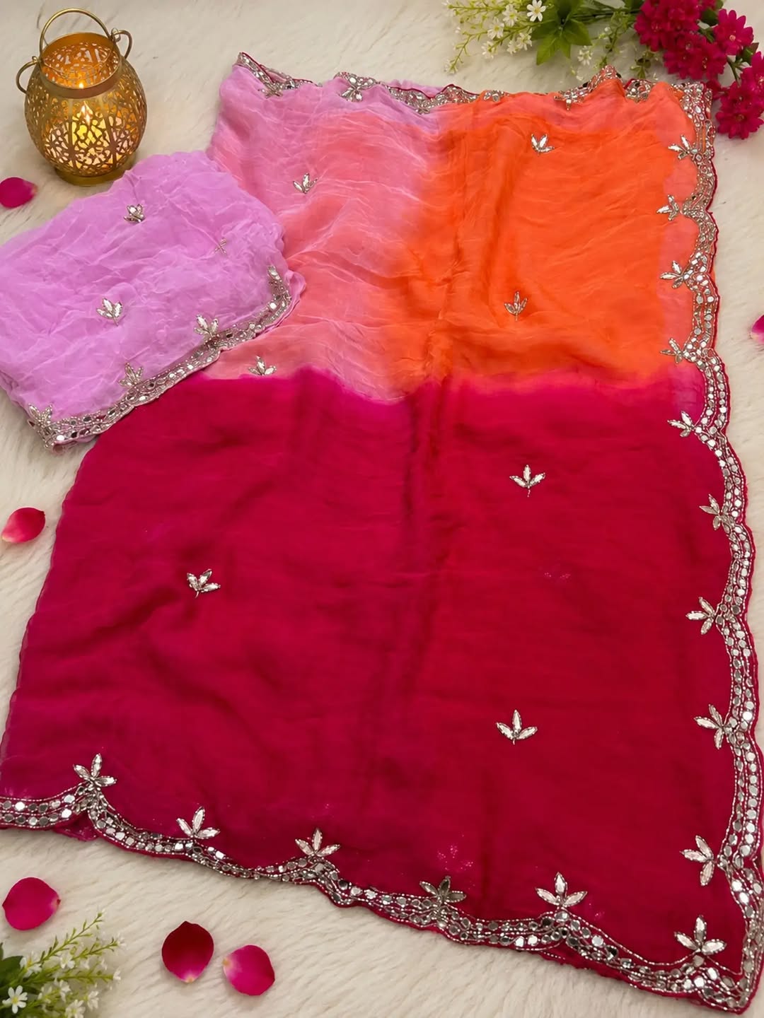 Shiffon hand work saree ✨