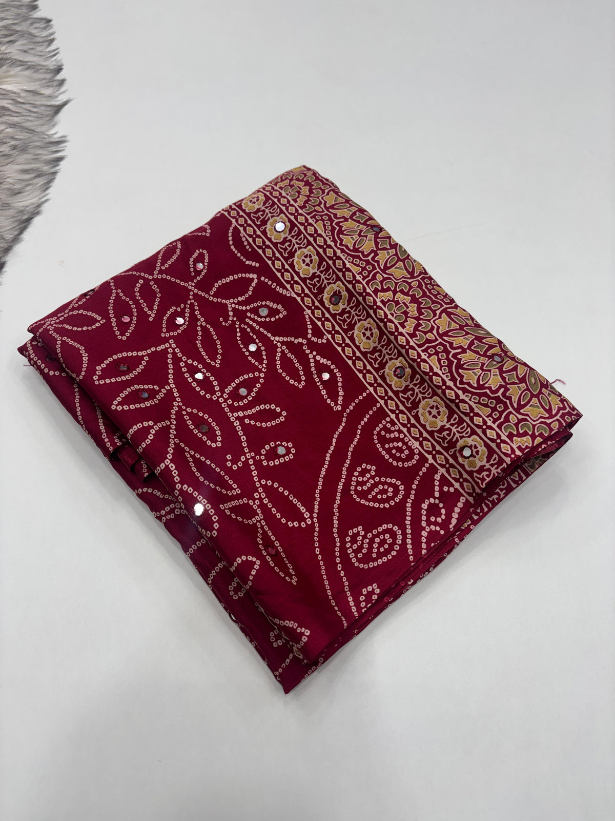 Pure satin silk AAri Mirror work saree