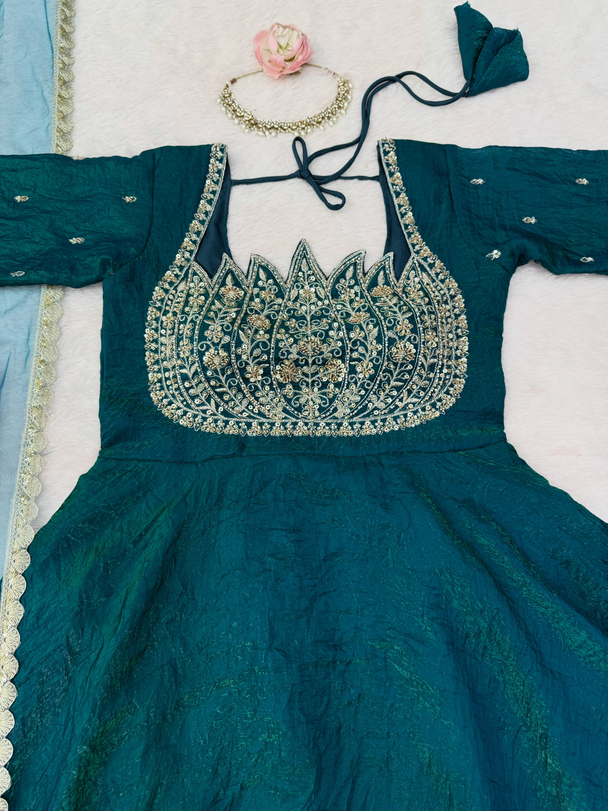 Lotus 🪷 cut work Gown with duppatta ✨