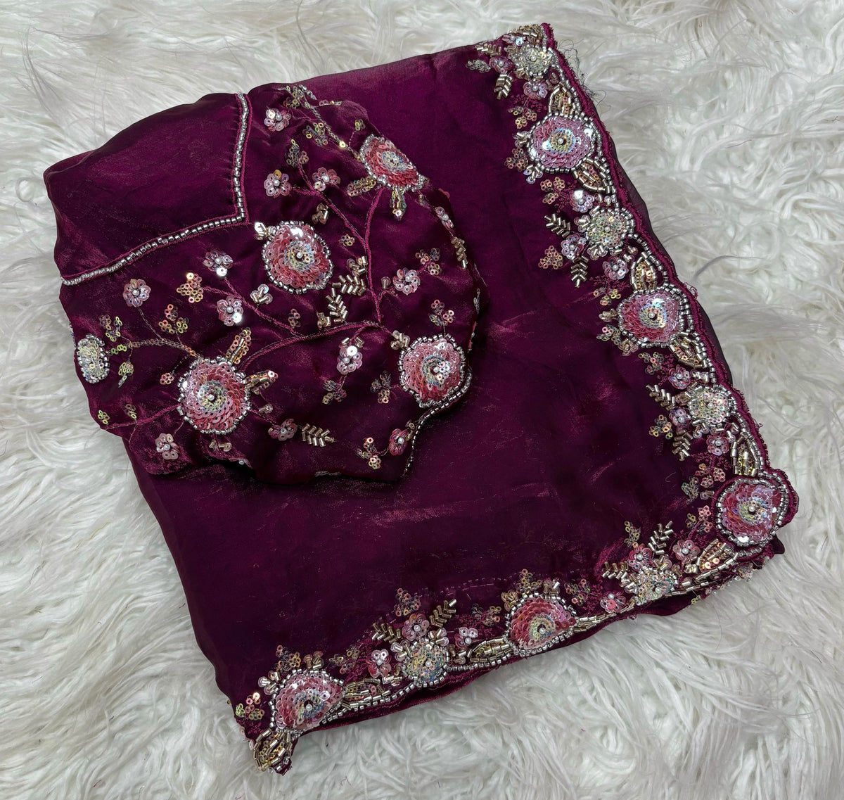 soft fancy Fandy silk sequins saree