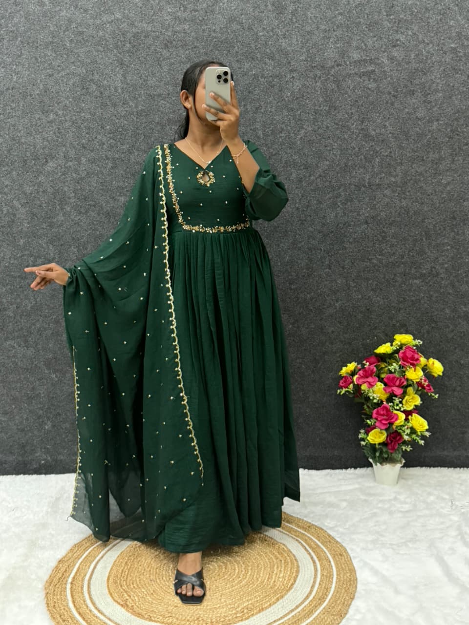 Vichitra silk anarkali suit ✨