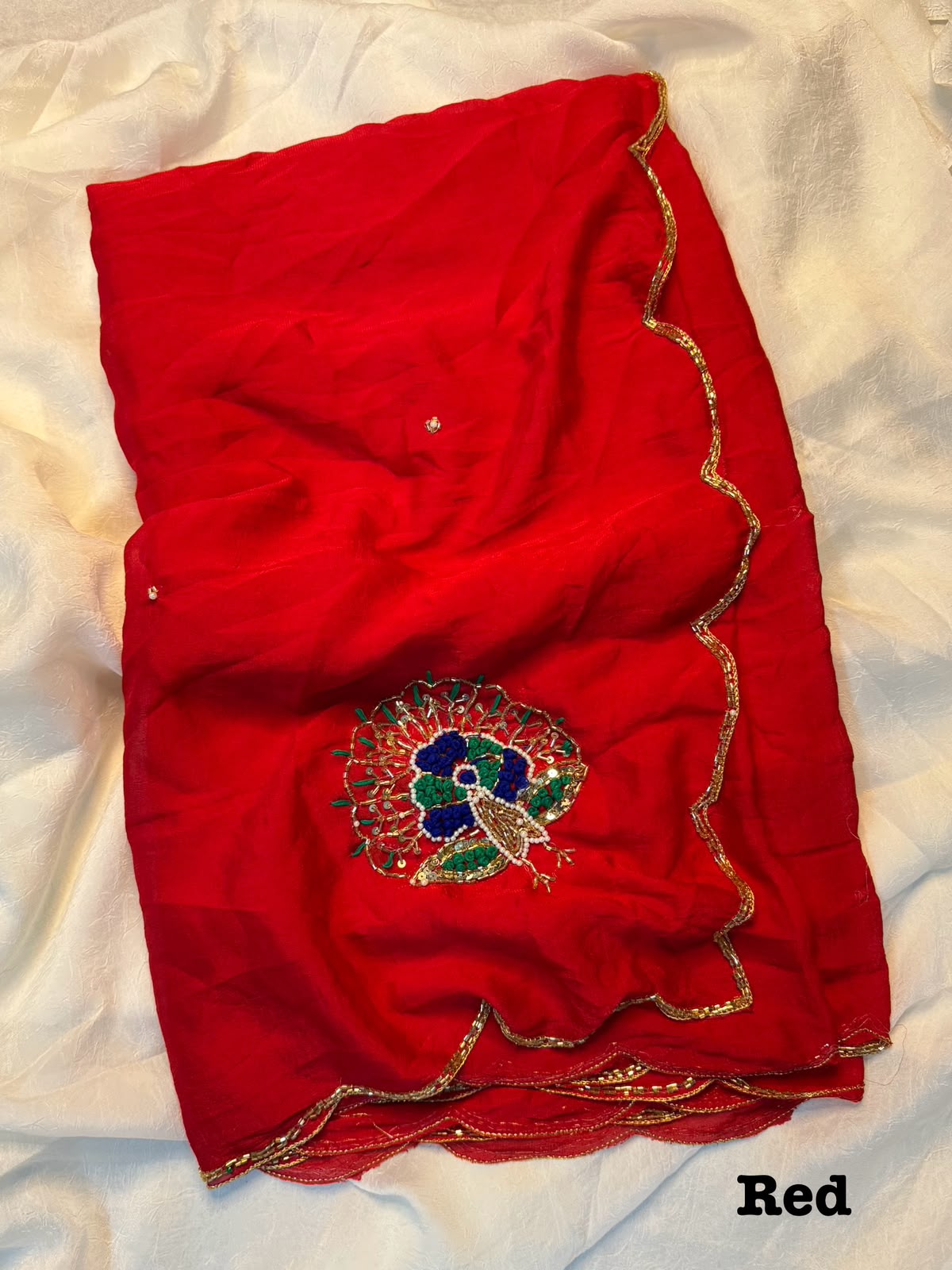 Soft rangoli crushed silk saree