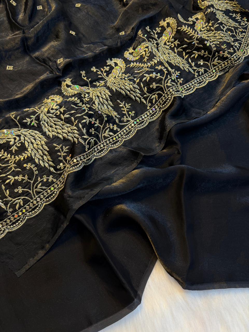 Peacock Two tone heavy space silk sarees