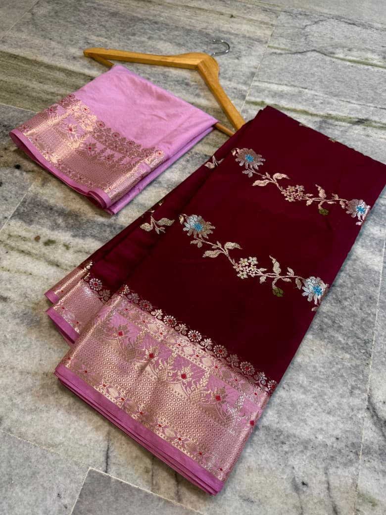 Lahariya design benaresi katan silk saree ✨