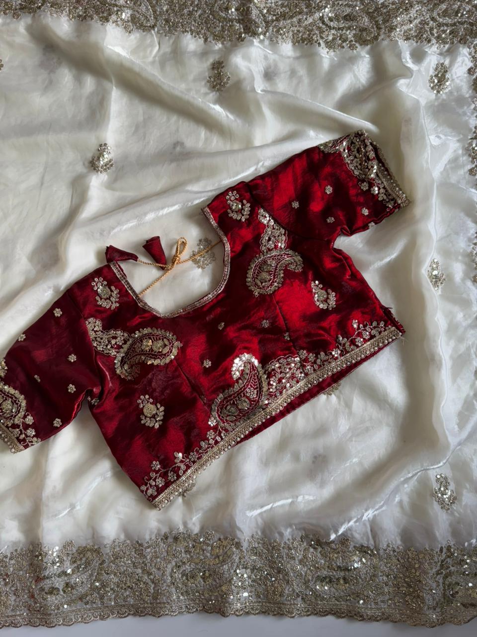 Designer fendy satin sequence embroidery saree
