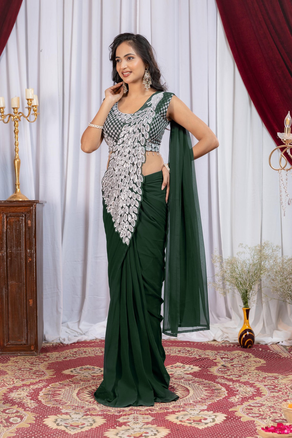 peacock design 1 min saree