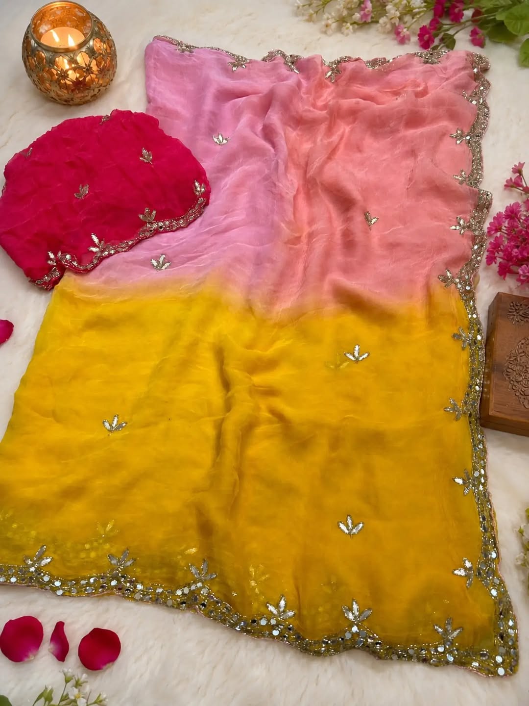 Shiffon hand work saree ✨