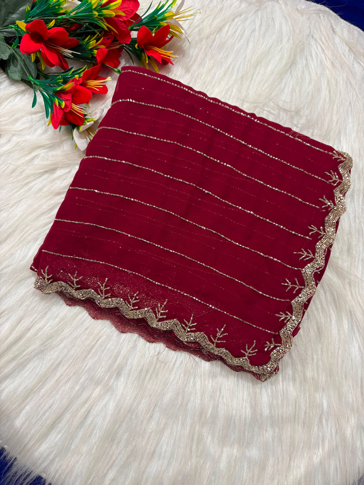 Pure georgette kadhana work saree