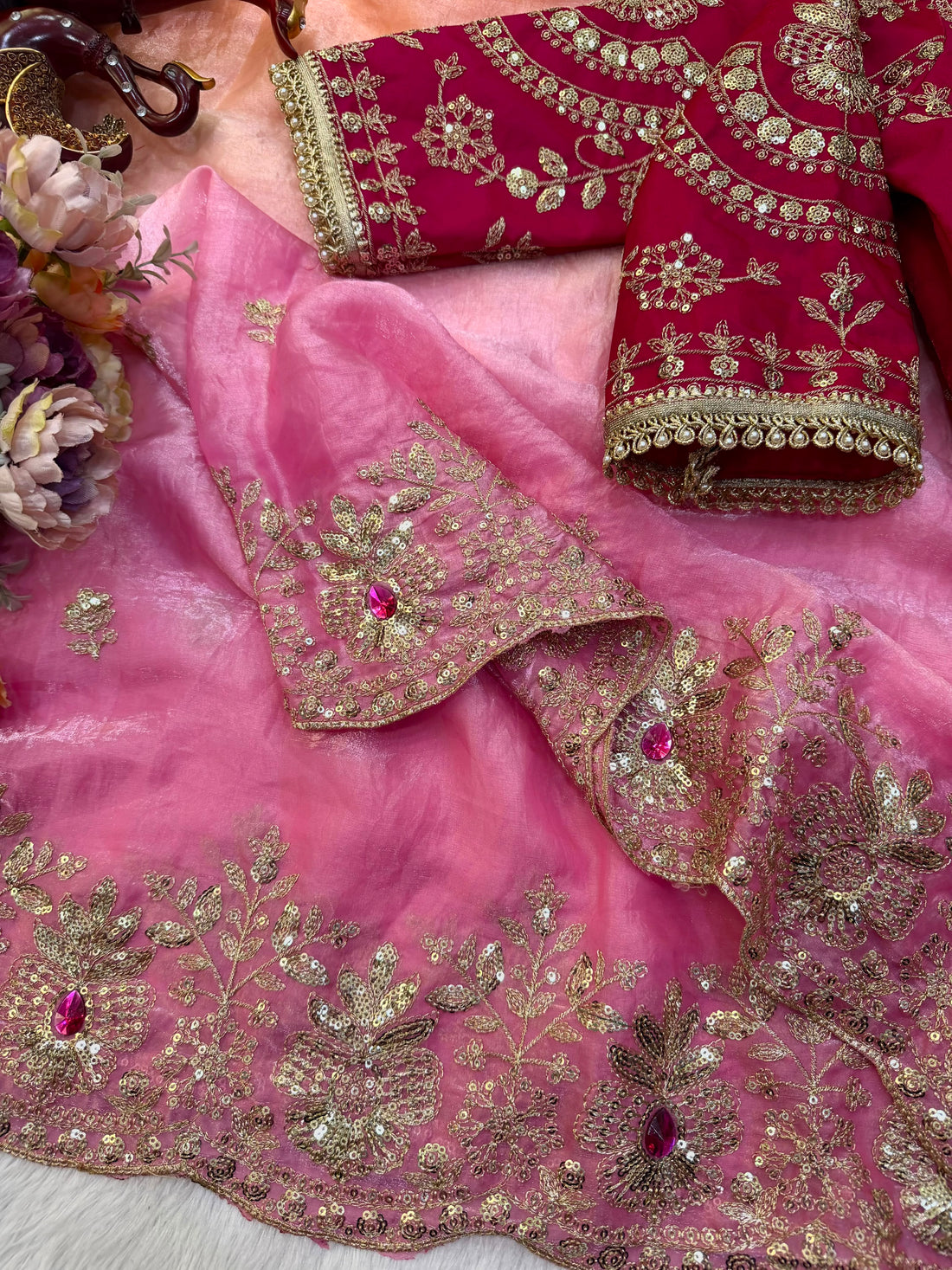 Space silk sequence embroidery desiner saree ✨