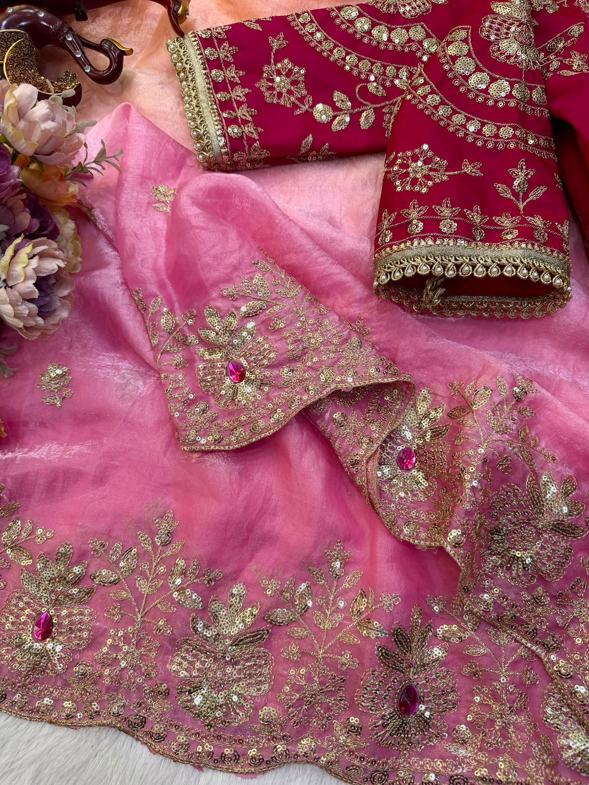 Space silk sequence embroidery desiner saree ✨