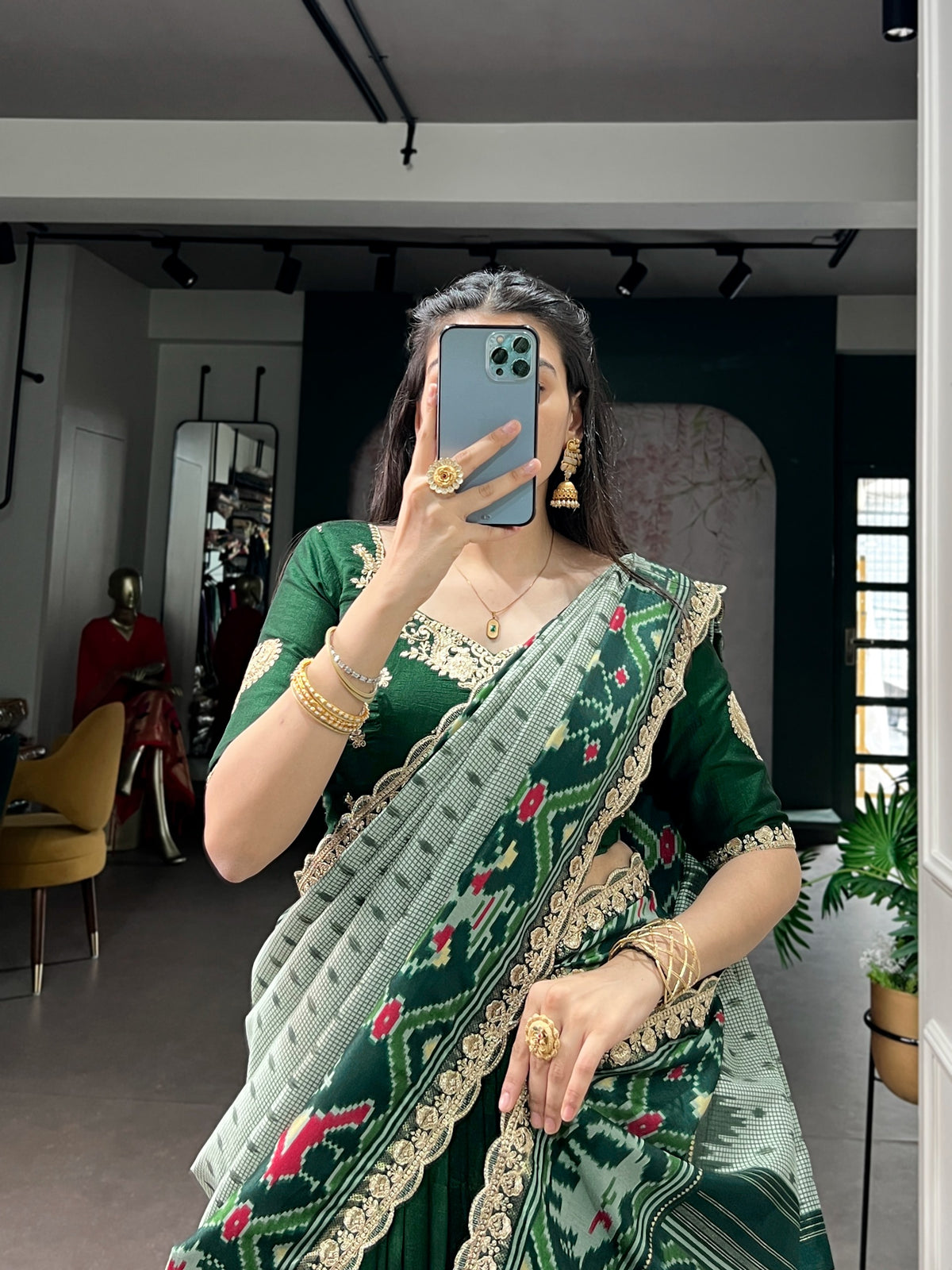 Vichitra silk thread work email lehenga