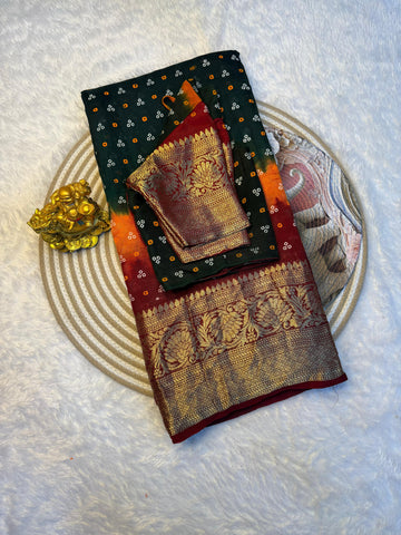 Kanjivaram bandhini silk saree