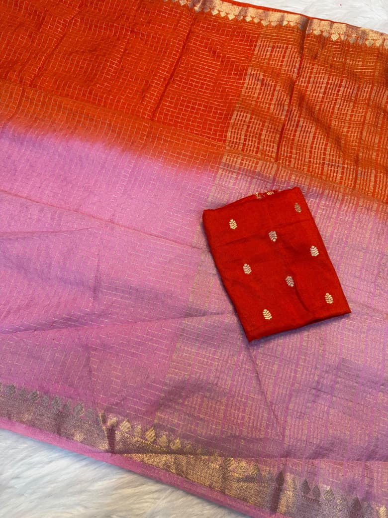 Viscose Temple border check saree✨