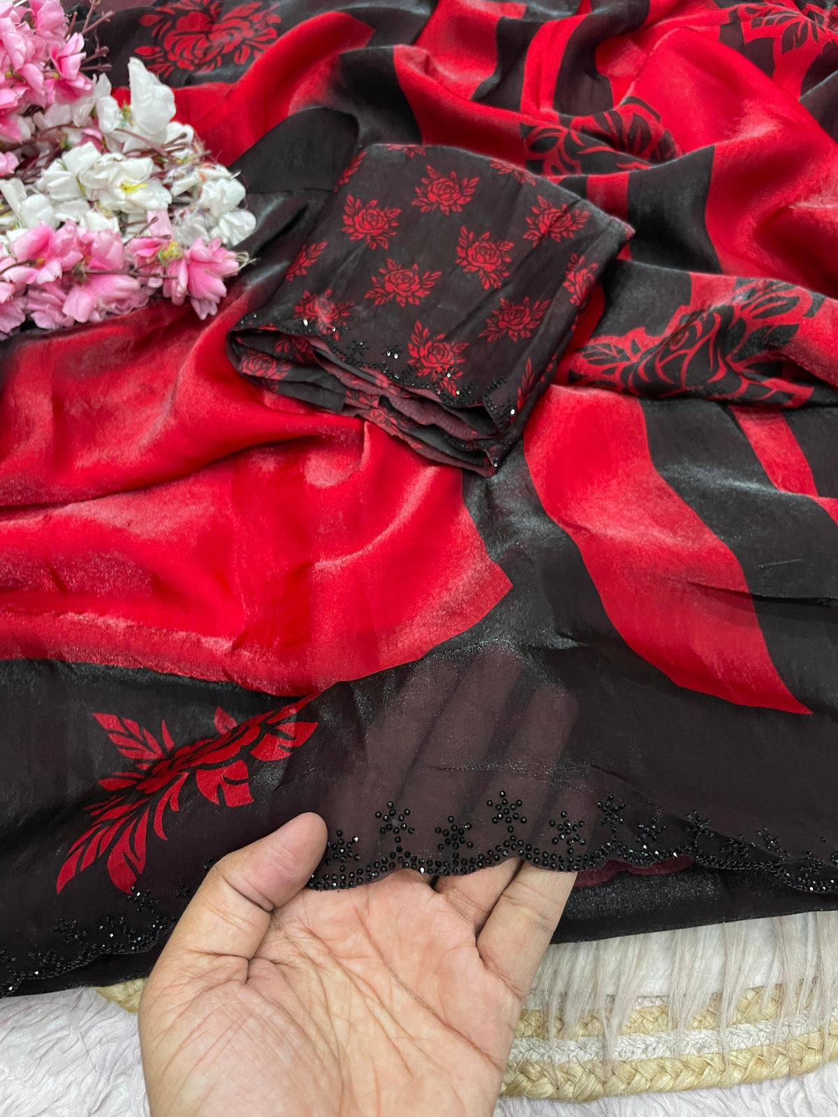 Space silk floral 🌺 digital print saree ✨