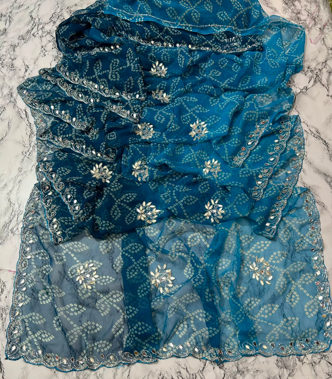 Synthetic georgette handwork saree