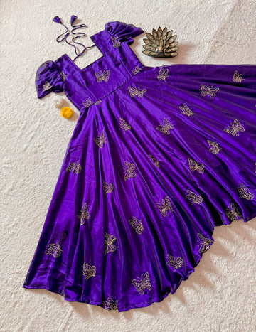 Butterfly rangoli silk frock ✨