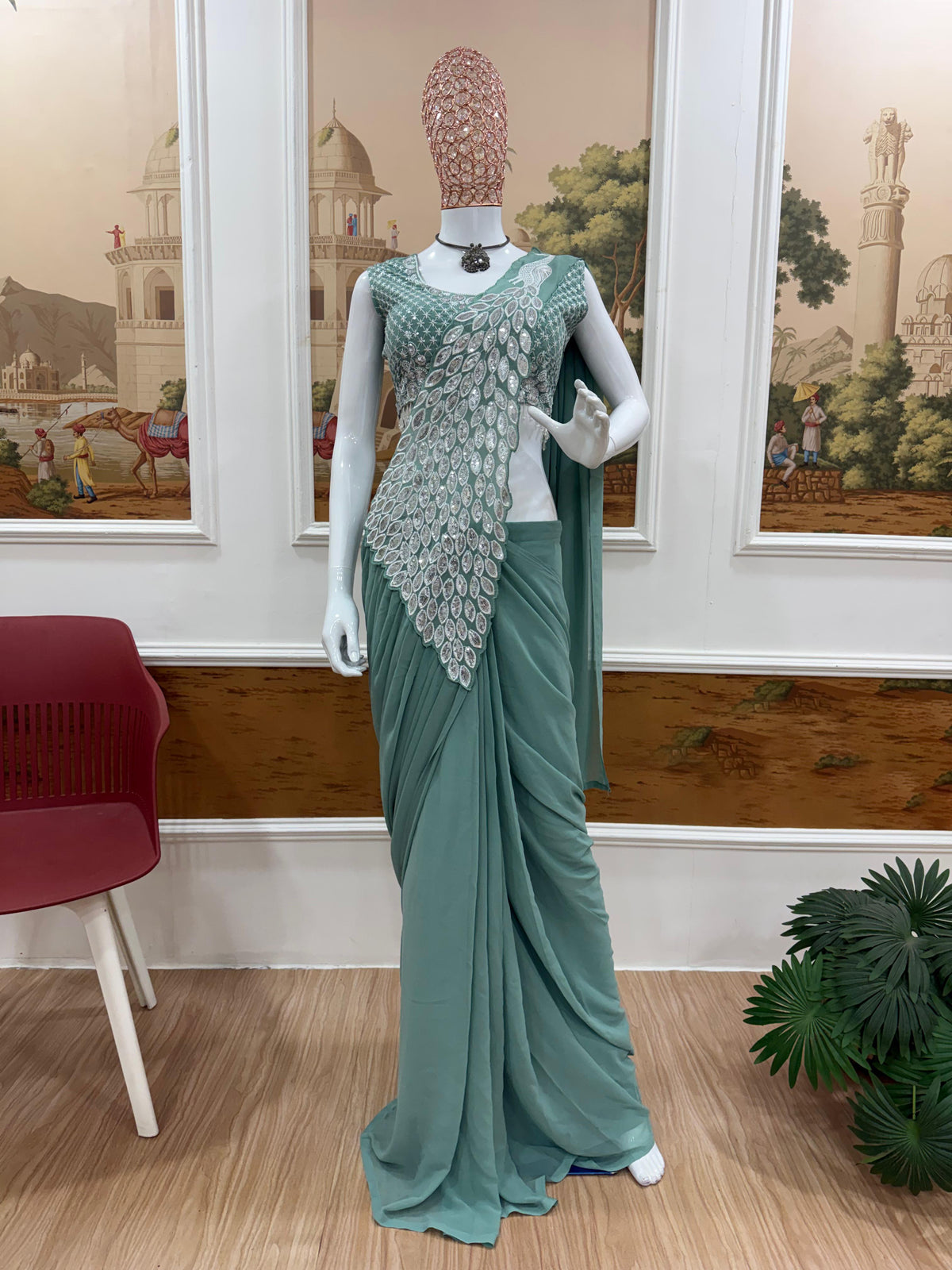 peacock design 1 min saree