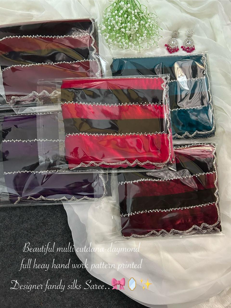 Fendy silk cutdana work saree