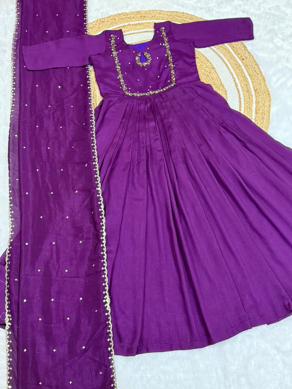Vichitra silk anarkali suit ✨