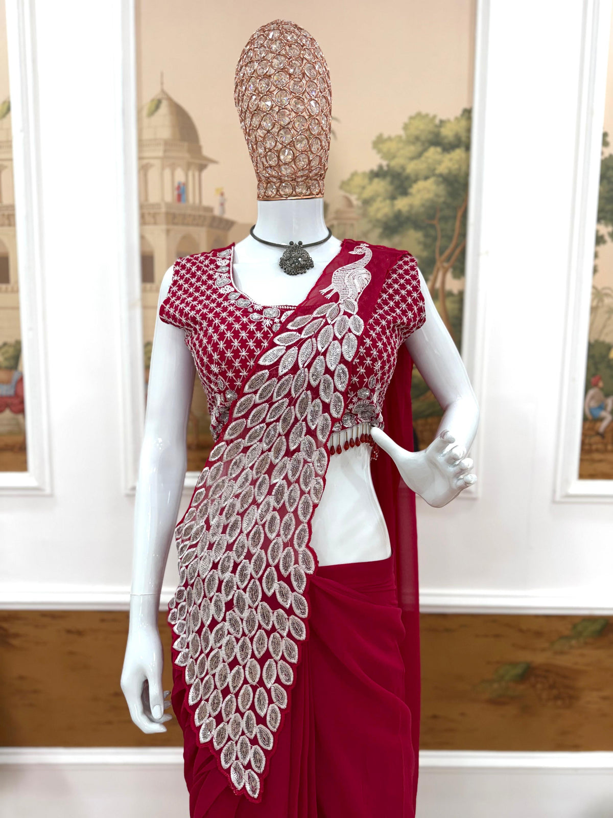peacock design 1 min saree