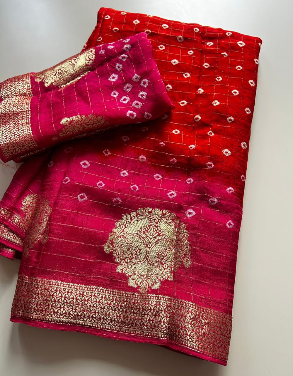 Bandhini design with kanjivaram border ✨