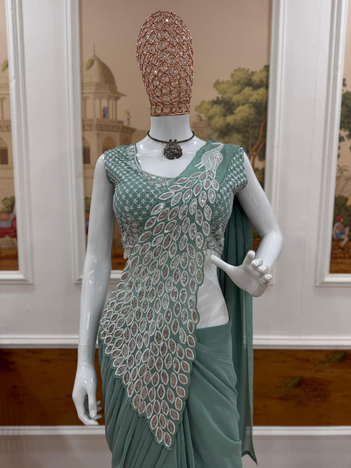 peacock design 1 min saree