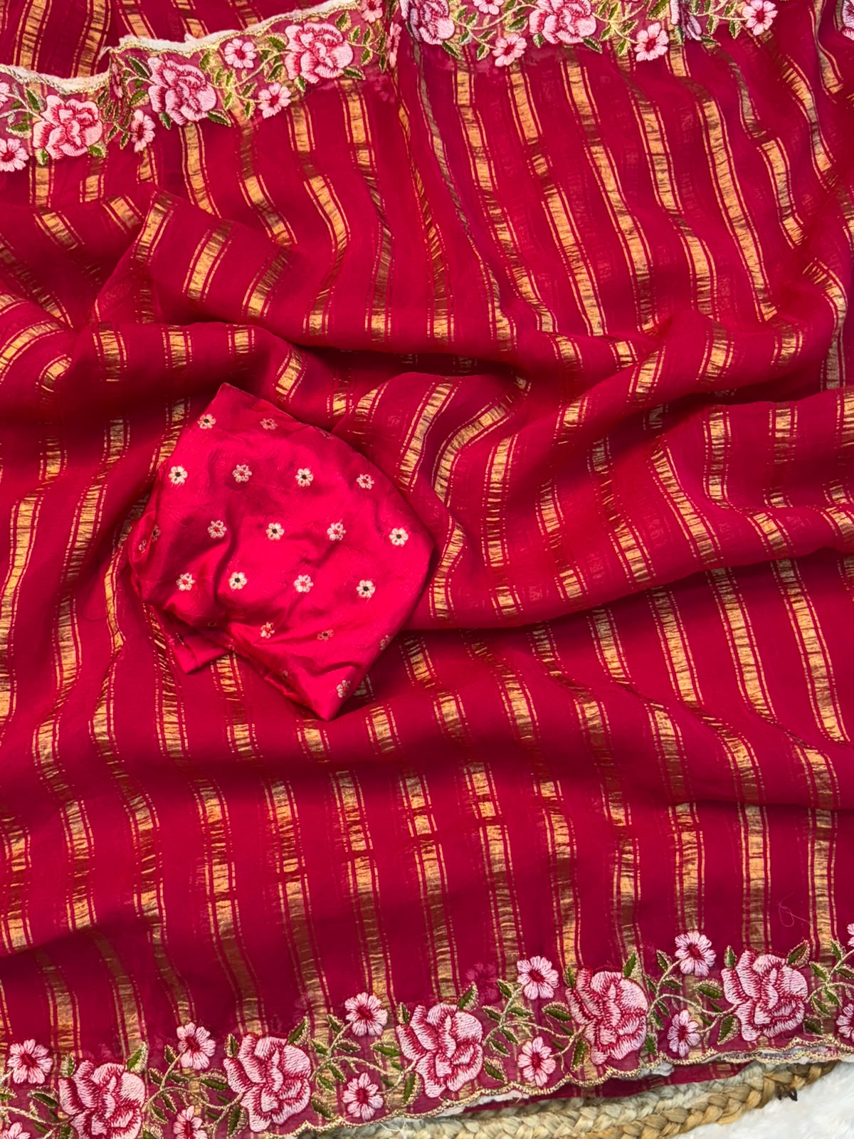 Viscose georgette floral 🌺 work saree ✨
