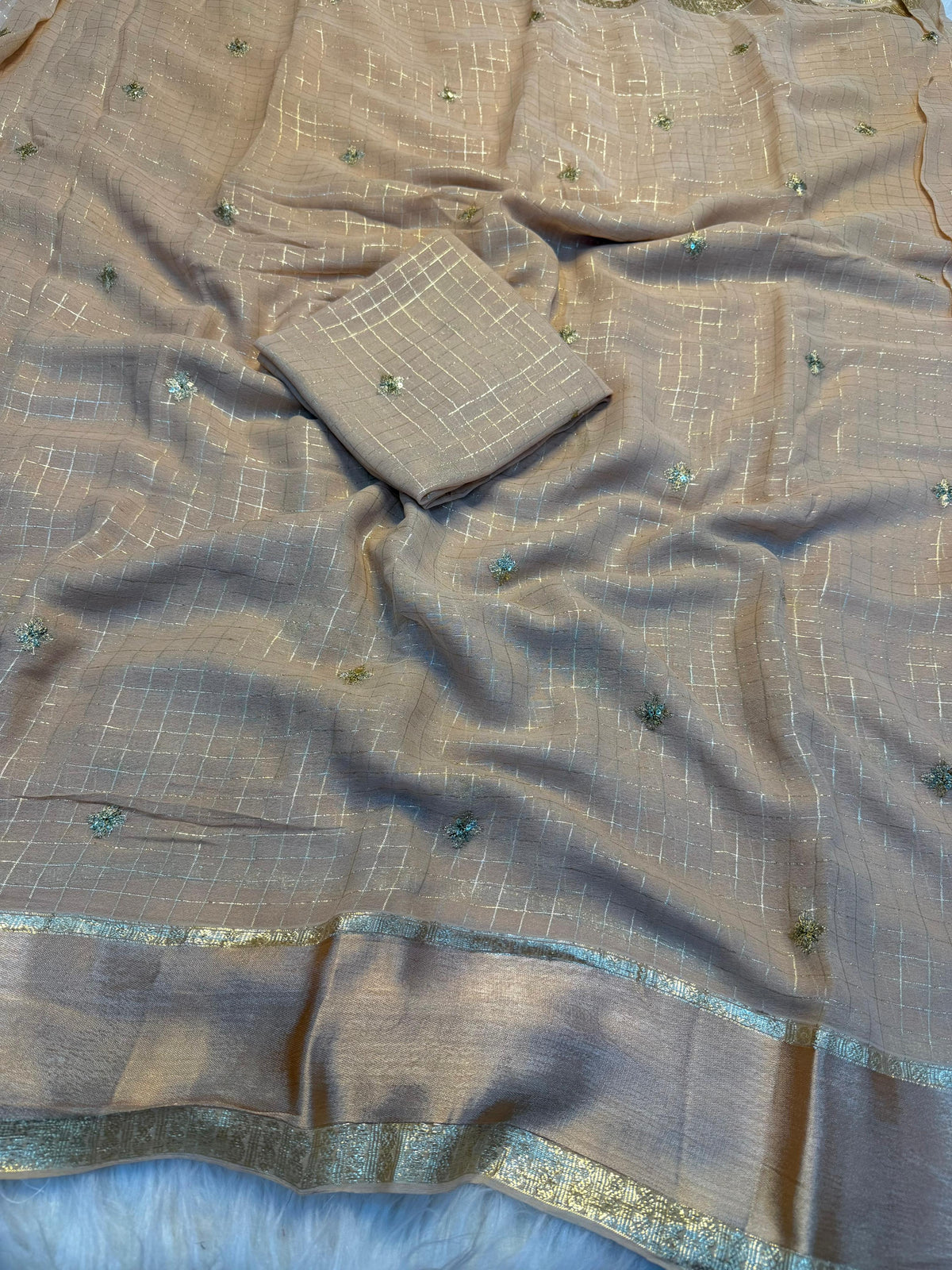 Viscose georgette sequence full worked saree