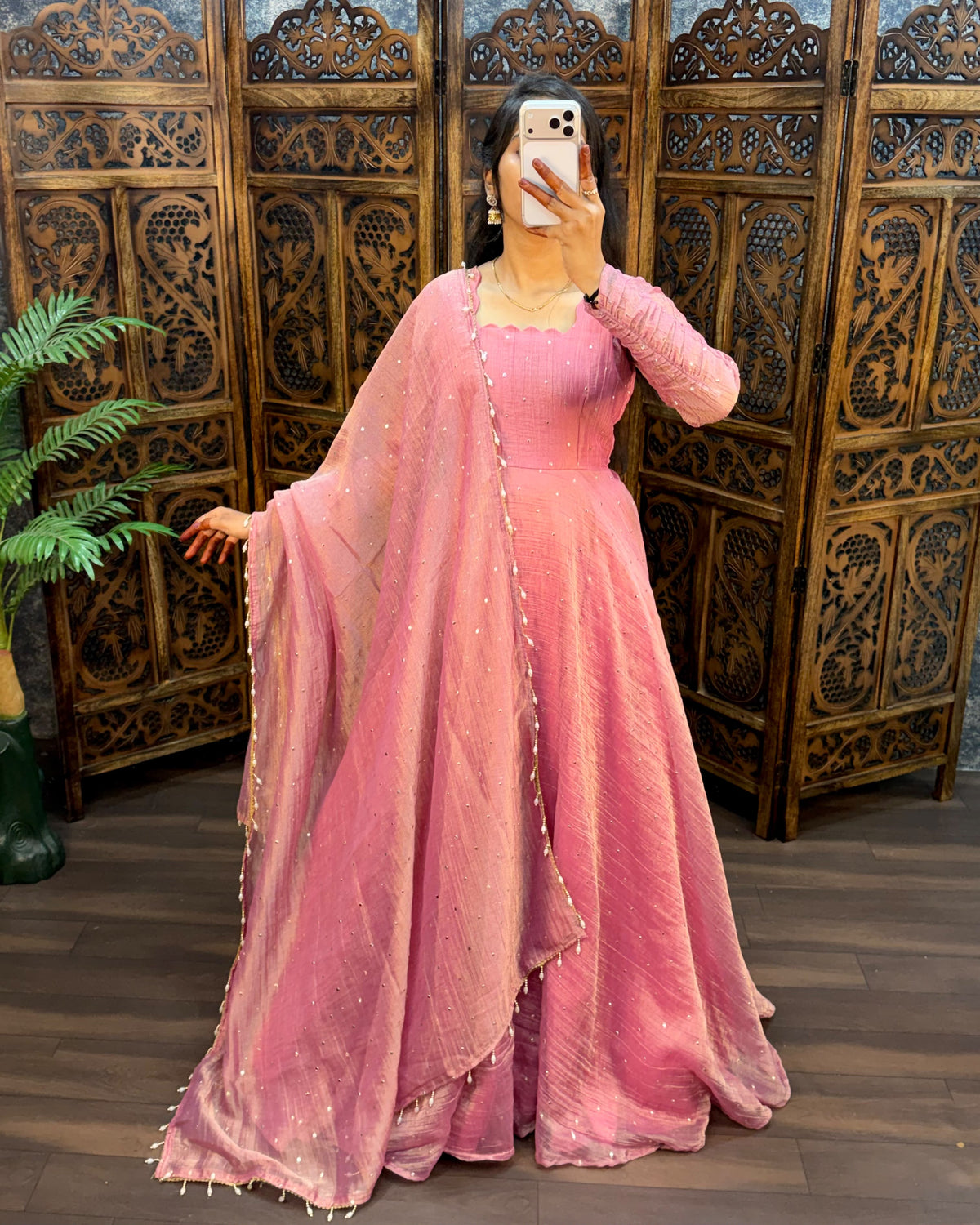 Salsa silk Gown with duppatta ✨