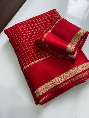 Pure viscose georgette checks saree