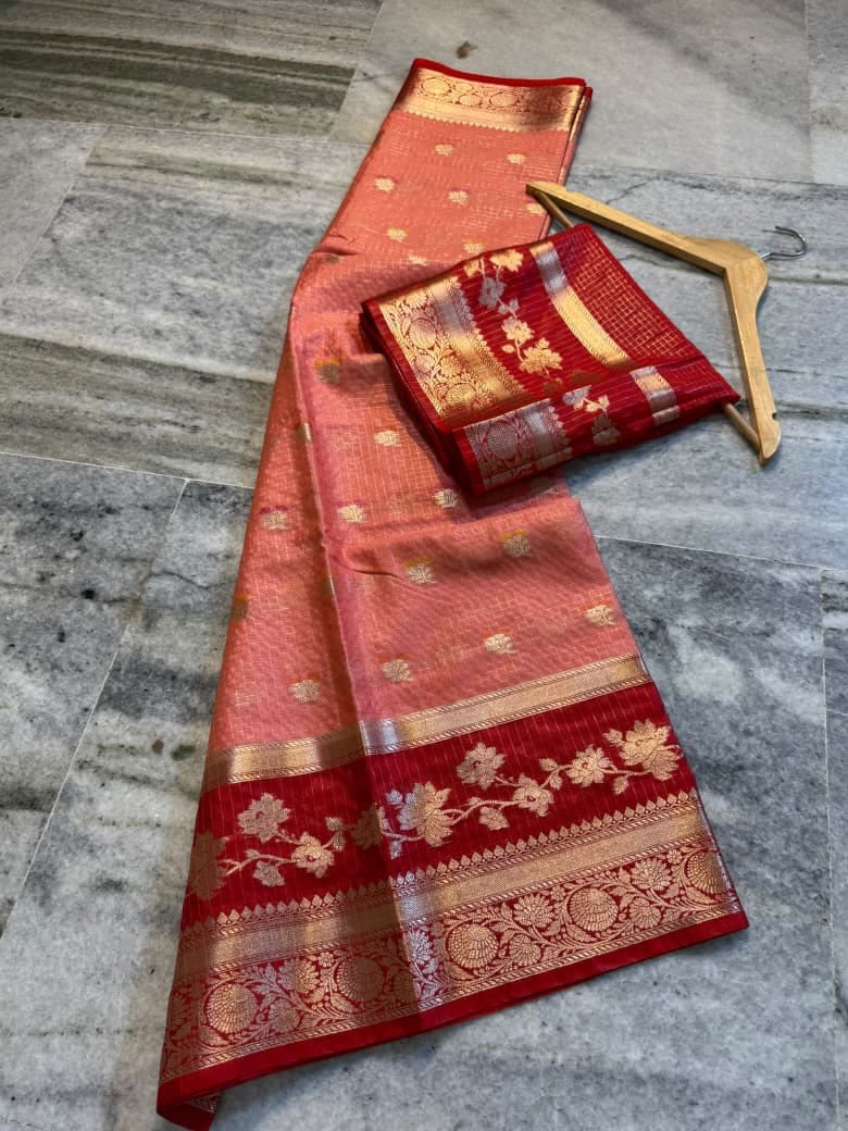 Banarasi Beautiful Check Warm Silk Soft Saree