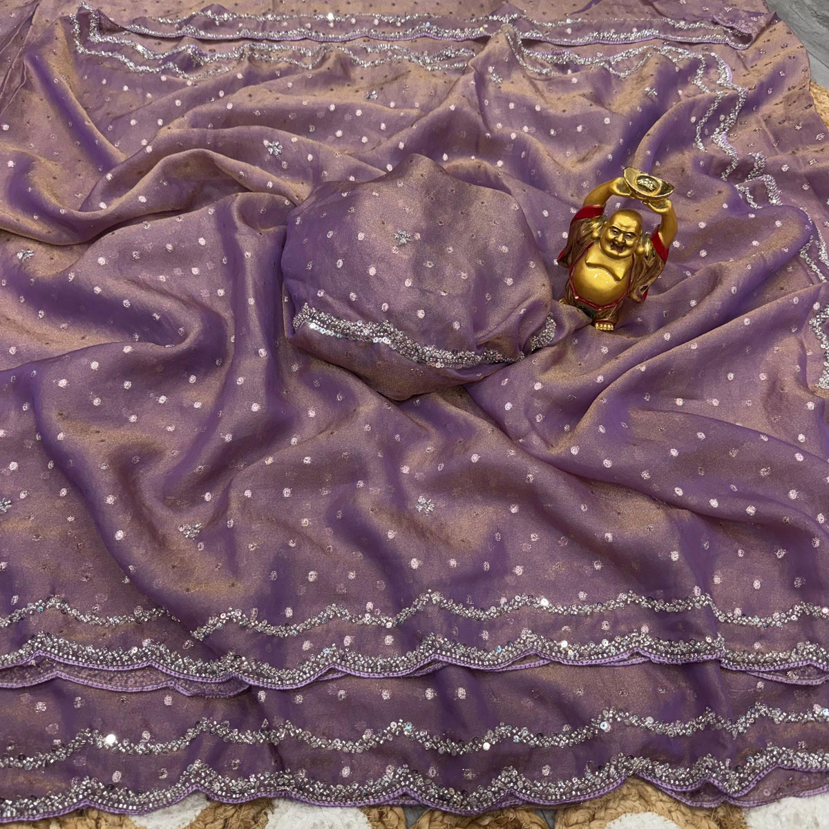 Butti silk party wear beeds work saree ✨