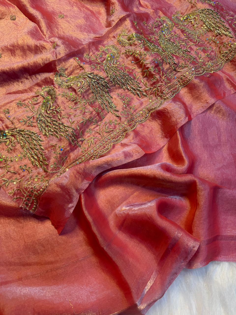 Peacock Two tone heavy space silk sarees