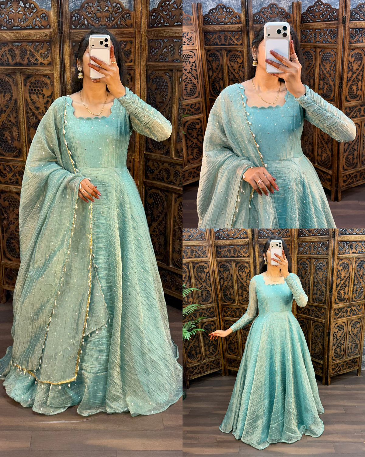 Salsa silk Gown with duppatta ✨